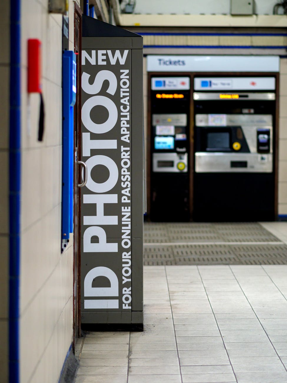 id photos machine by wall in london england